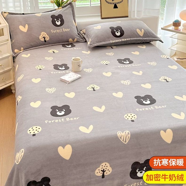 Invierno leche de lana de coral sábanas de lana de una sola pieza brida de manta de peluche dormitorio una sola persona gruesa manta de peluche cálida