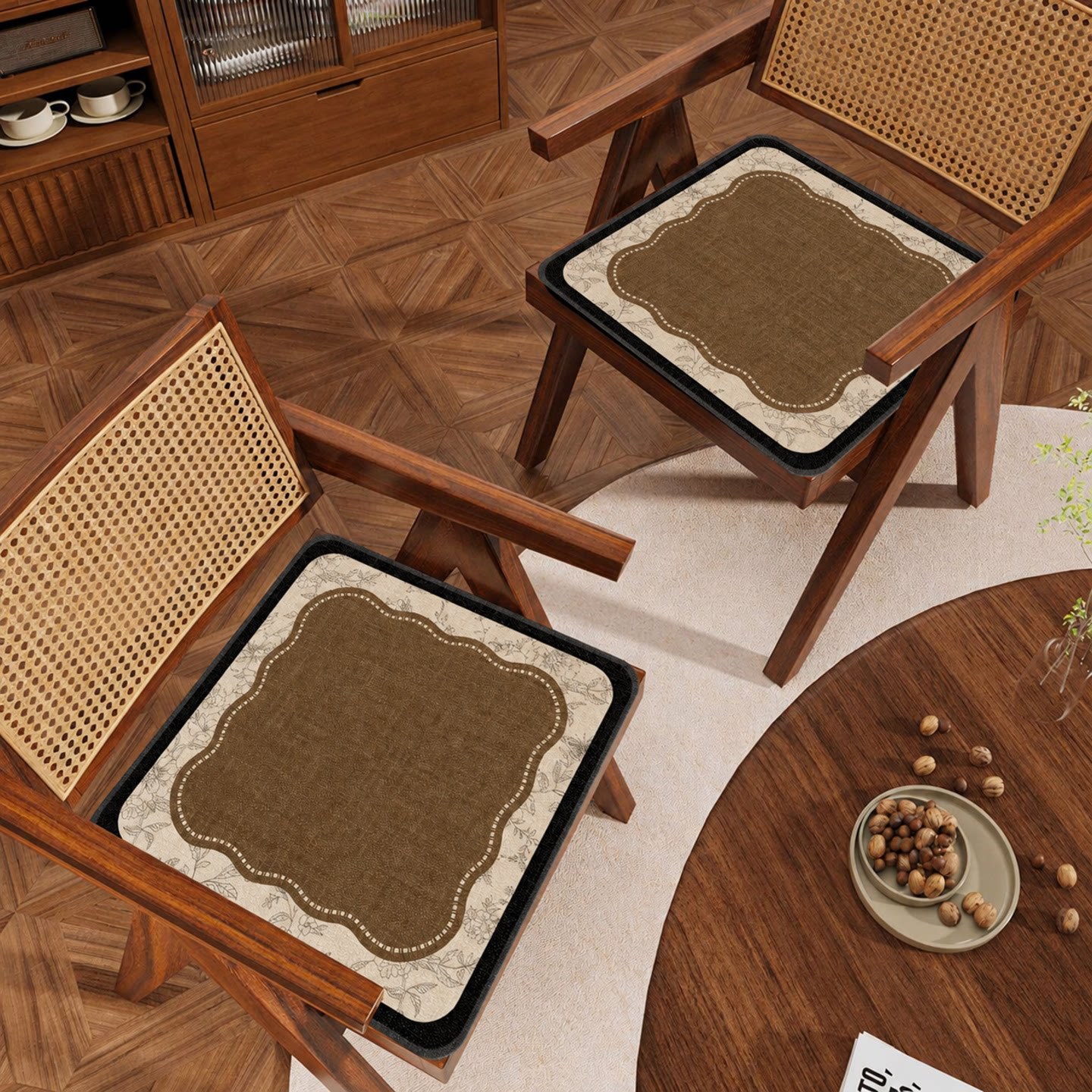 Vintage-style faux linen high-end dining chair cushion, retro seat cushion, breathable and non-slip computer chair cushion, suitable for all seasons