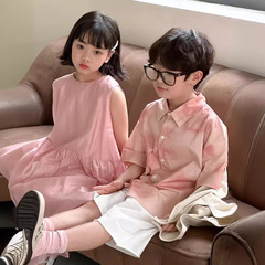 Kids' Pinafore Dress 2024 Summer Version for Both Boys and Girls, Korean Style Pink Belted Backless Dress, Children's Belted Princess Dress