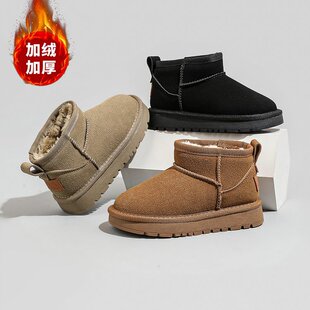 Oxygen Rat ~ Children's Shoes Children's Snow Boots Boys and Girls Ankle Boots Thickened fleece-lined Winter Boots Simple Anti-Slip Trendy