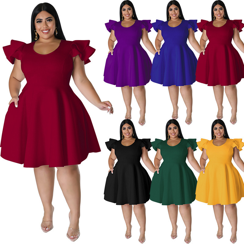 218211 cross-border Europe and the United States large size women's clothing spot wholesale multi-color large swing dress dress 2022 new self-produced