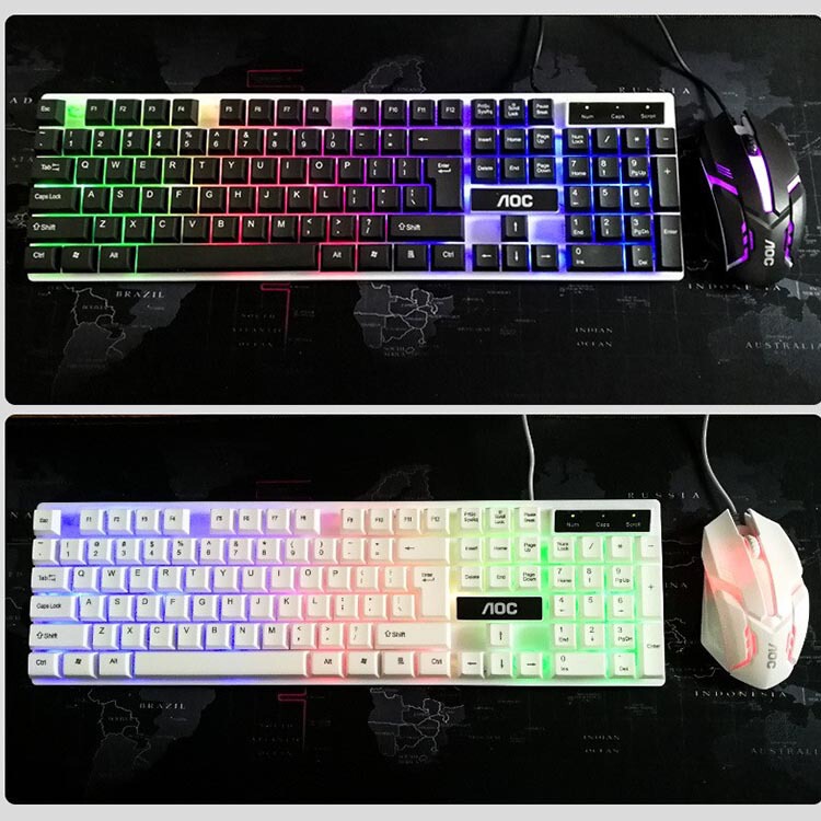 AOC KM100 有线USB发光键鼠力美GTX300背光机械手感游戏键盘鼠标|undefined