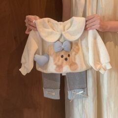 女童卫衣套装洋气秋装2025新款小童女宝宝洋气卡通长袖上衣两件套