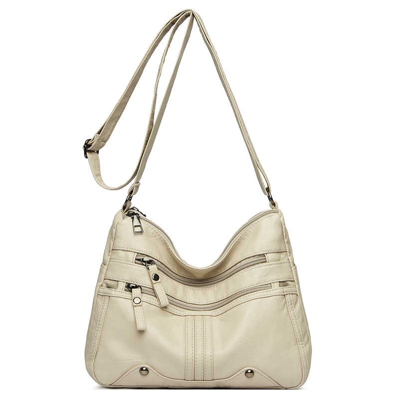 Bolsos transfronterizos para mujer 2025 nuevas señoras bandolera de mediana edad bolso de madre de un solo hombro de cuero suave bolso de mujer lavado de mediana edad y anciana
