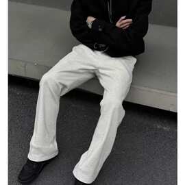 WanKu庆庆同款加绒加厚氛围感卫裤百搭宽松直筒版型加绒款阔腿ins