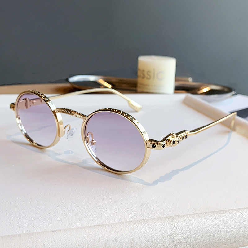 Women's Trendy Round Sunglasses Fashion Retro Small Frame Punk Street Style Glasses_voghion.com