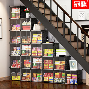 Lower Locker, Bevel Cabinet, Ladder Cabinet, Multi-Functional Duplex Stairwell Bookcase, Free Combination Grid Cabinet