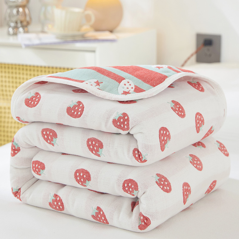 (Strawberry) / 90x 100cm "cotton 6 layer yarn" baby