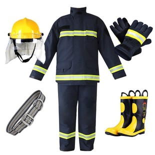 Split Fire-Fighting Protective Clothing Navy Blue Flame-Retardant Protective Clothing Aramid Fiber Emergency Rescue Clothing