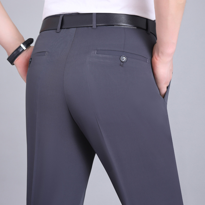 2025 verano nuevo estilo pantalones de hombre, cintura alta fina, pantalones de negocios rectos sueltos, pantalones de papá de mediana edad y ancianos image 17