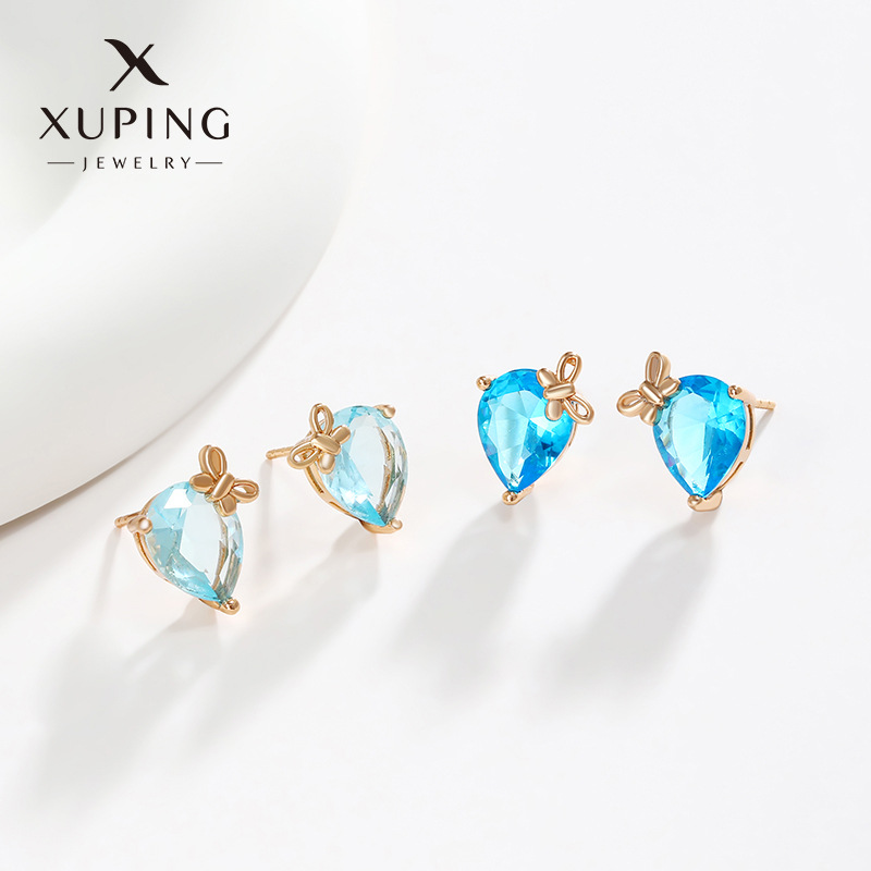 Xuping joyería artificial gema gota de agua arco pendientes de alto grado de luz de lujo pendientes de moda joyería femenina al por mayor