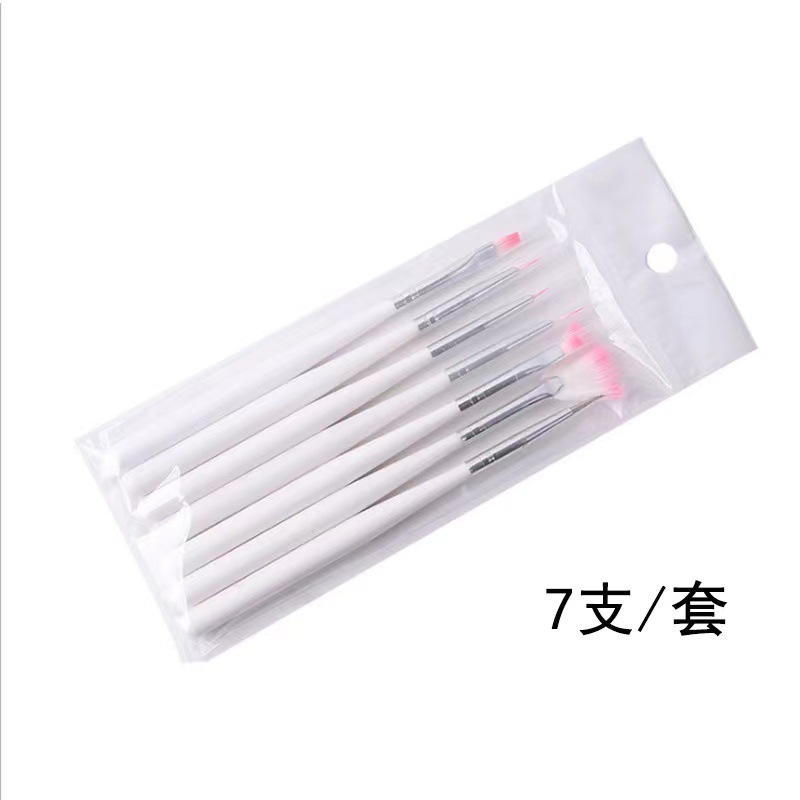 Venta al por mayor uñas pintura pluma 7 piezas traje tallado pluma dibujo cepillo de uñas 7 piezas conjunto cepillo de uñas herramientas suministros