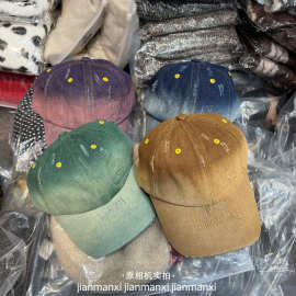 新款做旧棒球帽男女士春夏时尚牛仔棒球帽大头围韩版潮灰色鸭舌帽