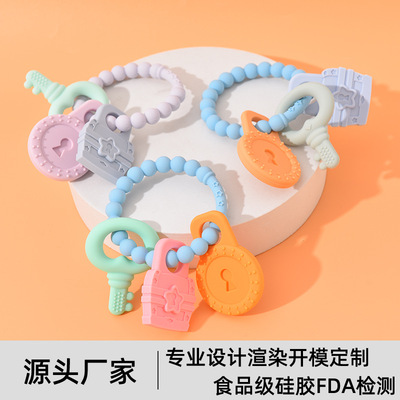 Amazon baby Bracelet Dental gum baby Food grade silica gel Appease Toys key Bracelet Molar stick Bite bite