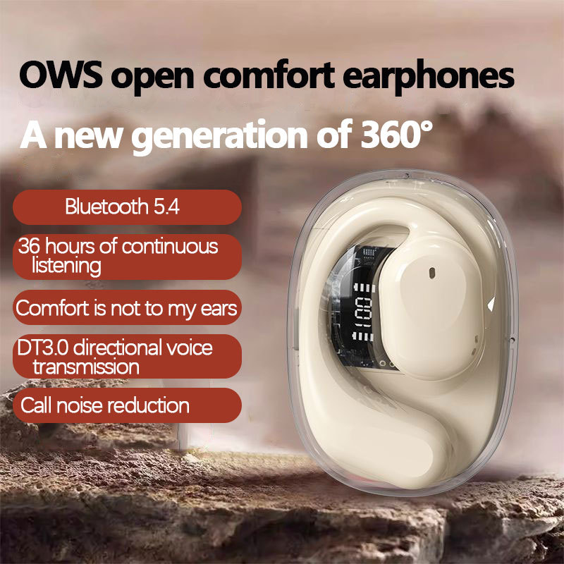 OWS OPEN 9 OPEN auricular Bluetooth inalámbrico Deportes oreja colgando de silicona suave caliente-Venta de conducción de aire no en el oído