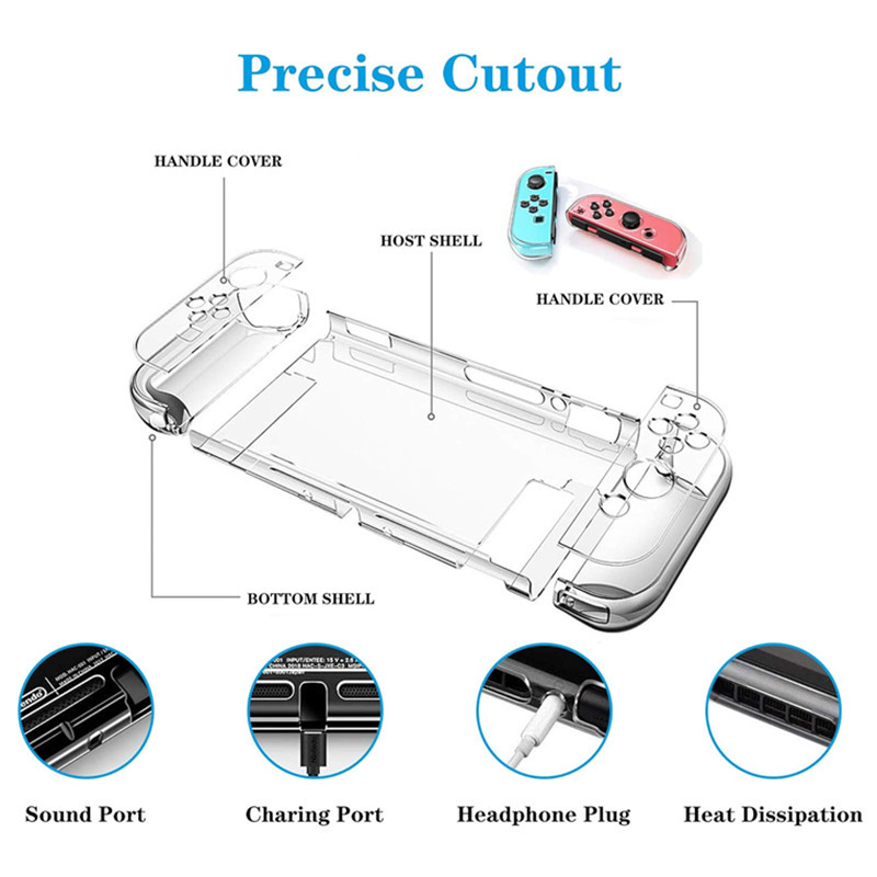 Funda protectora de carcasa de cristal transparente de Nintendo switch Funda protectora dividida para PC Funda protectora de switch