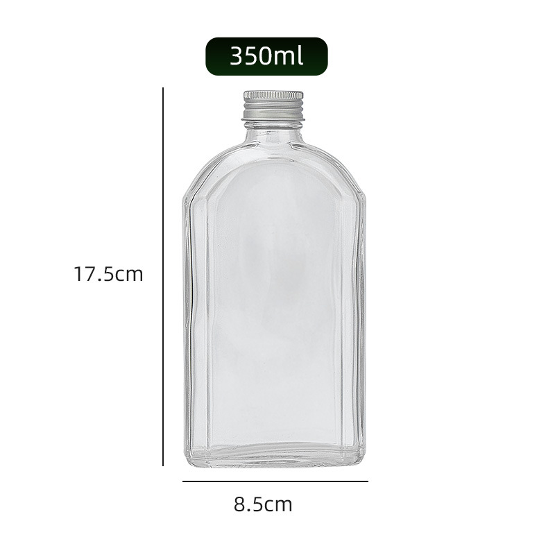 Botella Plana de Hombro Inclinado, Vidrio, para Embalaje de Regalos