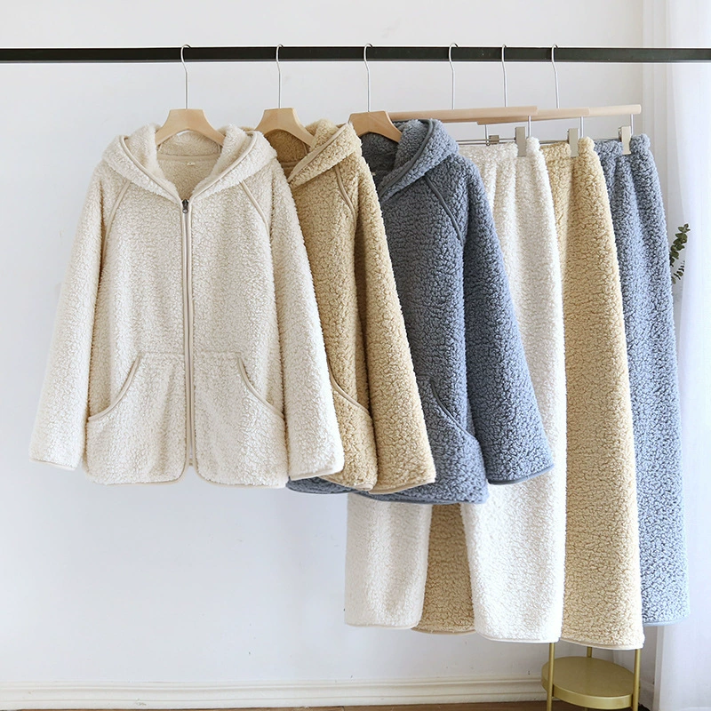Демисезонная фланель pijama для любимого с молнией, тёплый комплект с капюшоном