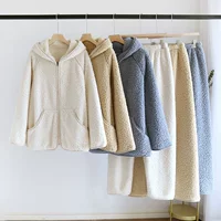 Демисезонная фланель pijama для любимого с молнией, тёплый комплект с капюшоном