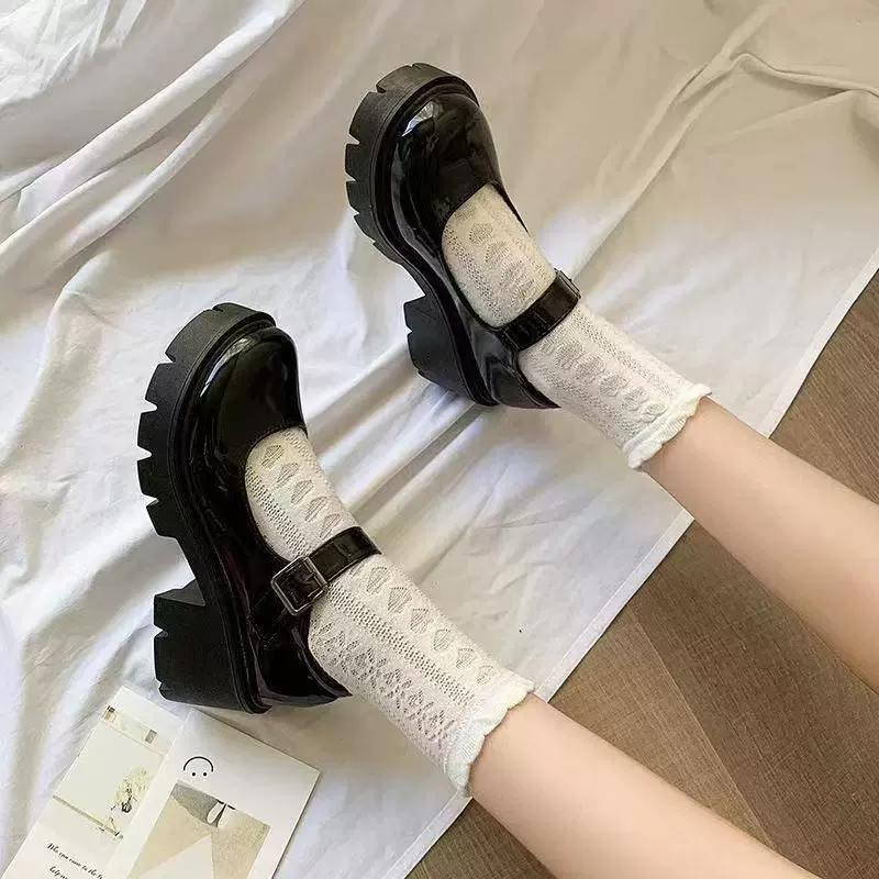 英伦风黑色小皮鞋女2025春秋款日系厚底增高玛丽珍鞋洛丽塔jk鞋子