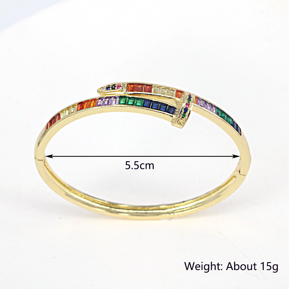 Copper 18k Gold Micro-inlaid Color Zircon Exaggerated Fashion Animal Head Open Bracelet display picture 1