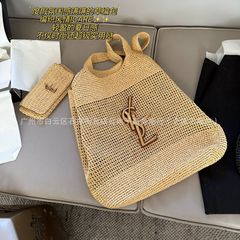 高バージョンの国境を越えた売れ筋 Y ファミリー手作り中空織りわらバッグカジュアル大容量ポータブルショルダートートバッグ