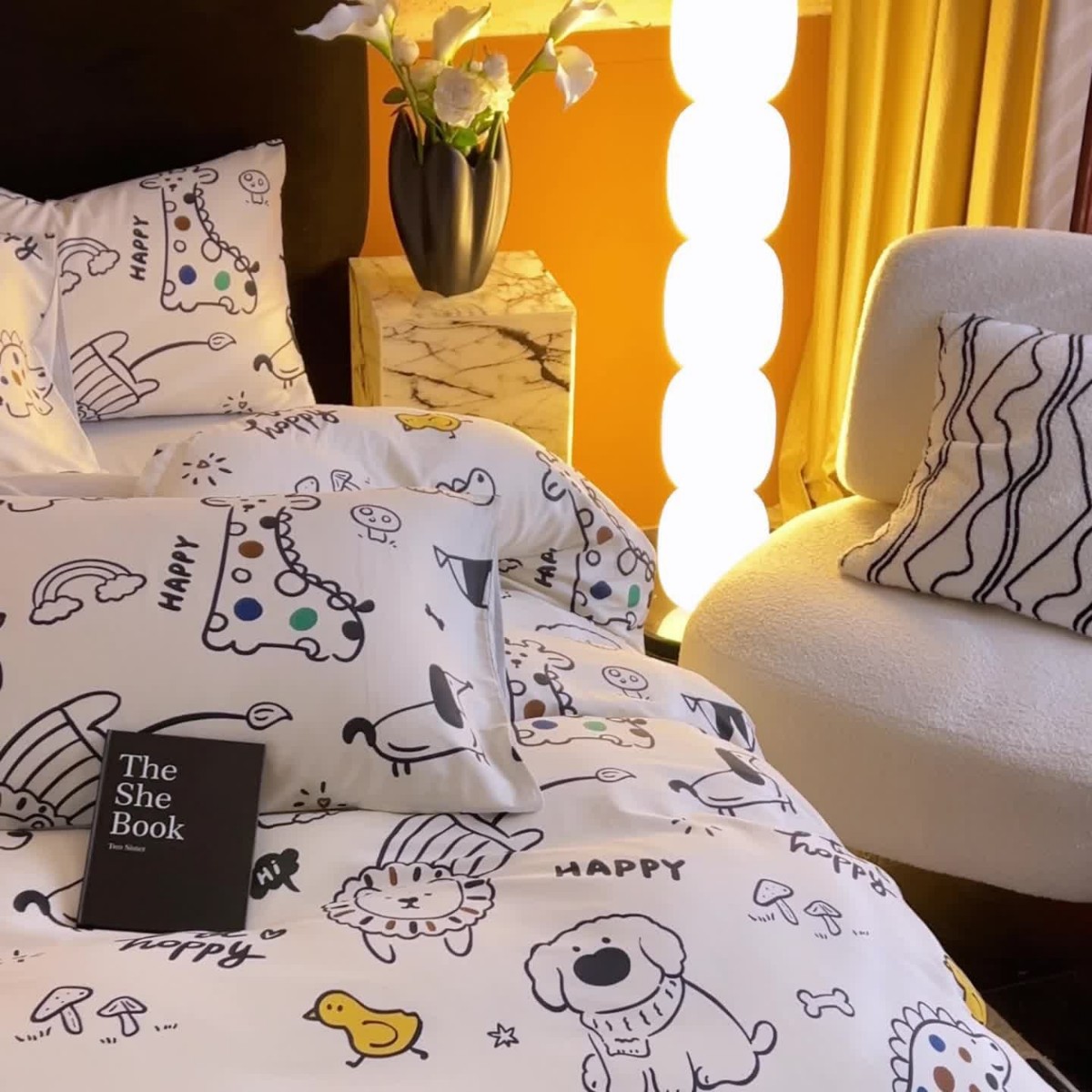 Printed Pure Cotton Four-piece Bedding Set With Duvet Cover And Sheet_voghion.com