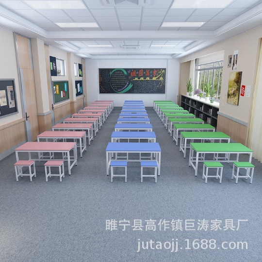 学校课桌椅辅导班桌椅中小学生补习班双人抽屉会议托管培训班课桌