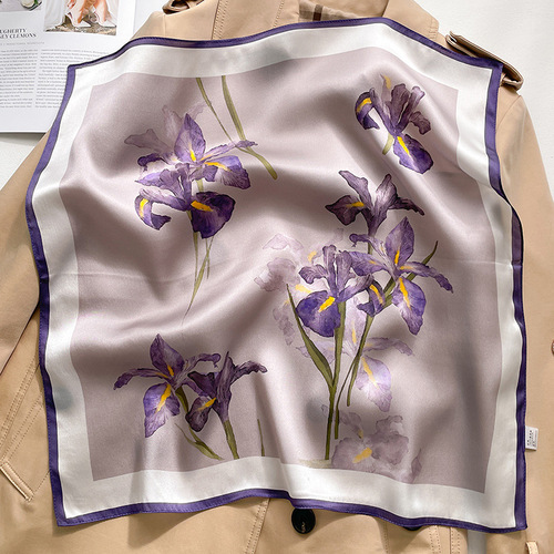 100% purple silk mulberry silk scarf small square scarf for women spring and autumn neck decoration scarf mother thin scarf 50