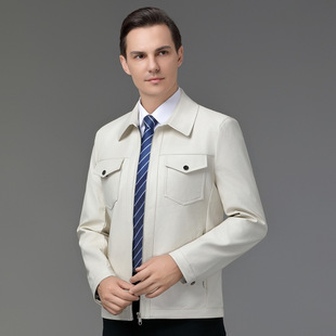 New Haining Men's Genuine Leather Coat Sheepskin Business Casual Leather Jacket Middle-aged Dad Korean Top