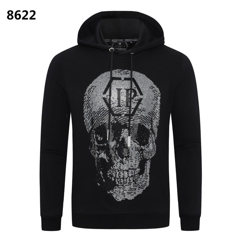 Philip Plann's New Autumn and Winter Men's Sweatshirt, European and American Street Fashion, Rhinestone Skull Hooded Casual Sweatshirt for Trendy Men Philip Plann's New Autumn and Winter Men's Sweatshirt, European and American Street Fashion, Rhinestone Skull Hooded Casual Sweatshirt for Trendy Men