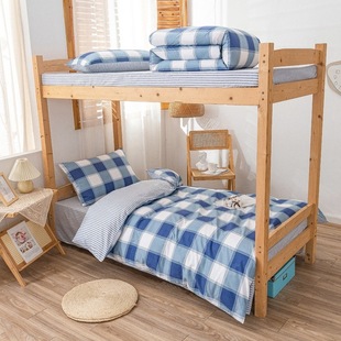 Factory wholesale customizable cotton student dormitory three-piece set unit staff dormitory cotton bunk six-piece set