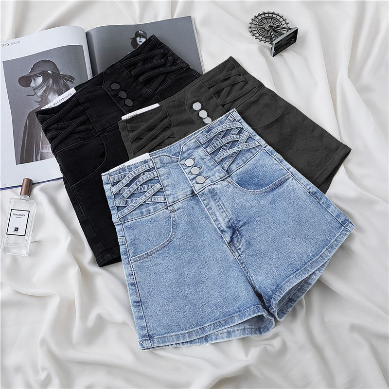 Super High Waist Denim Shorts Fashionable Women's Clothing Spring 2024 New Arrival Little Man Design Sense Spice Girl Tight Hot Pants Super High Waist Denim Shorts Fashionable Women's Clothing Spring 2024 New Arrival Little Man Design Sense Spice Girl Tight Hot Pants