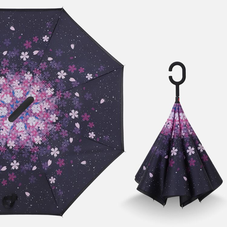 逆傘二重傘立っているC型ハンズフリー車逆傘ストレート傘広告傘印ロゴメーカー現物