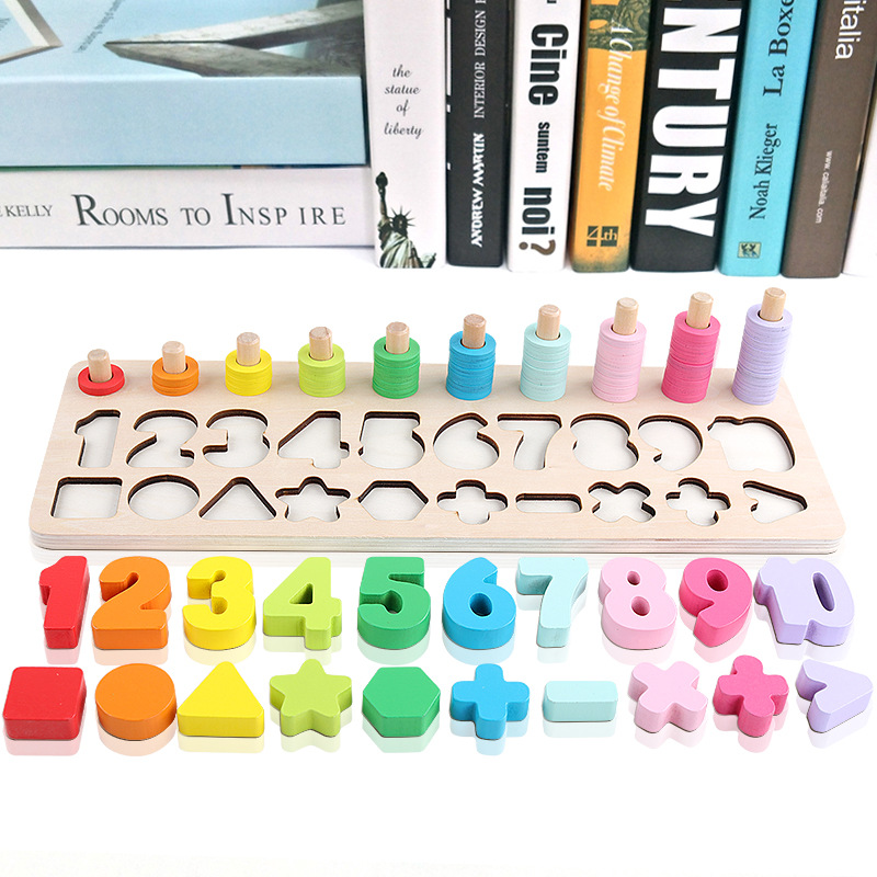 Un tablero logarítmico de color de dos pasos tres en uno forma digital a juego para niños juguetes educativos de madera suministro directo de fábrica