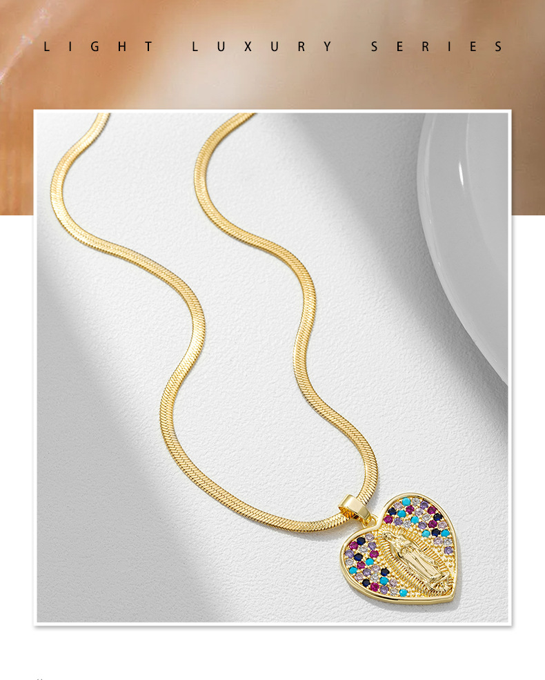 20g Weight Copper Pendant Material Pendant Necklace Classification Copper Chain Material Wholesale Jewelry IG Style Retro Heart Shape Copper Plating Pendant Necklace Snake Chain