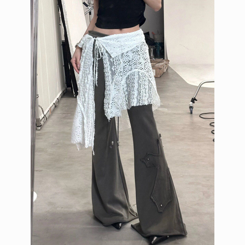 Hollow Lace Apron Spring New Style Xiaoying with Mesh Skirt Layered Sexy White Jacquard Skirt Matching