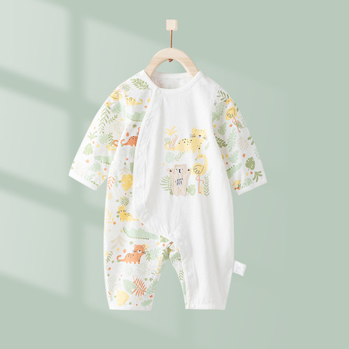 Newborn baby summer thin pure cotton jumpsuit newborn baby boy and girl baby outdoor crawling suit monk suit