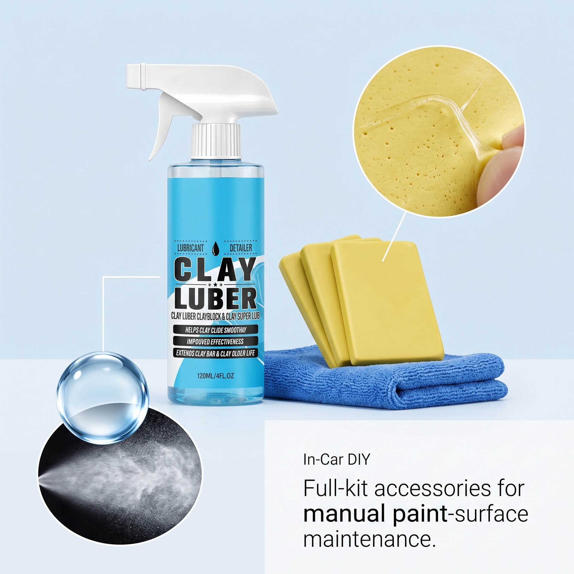 Car Clay Cleaning Kit: Gentle Stain Removal, Paint and Glass Cleaning, Refinishing, and Brightening for Daily Car Maintenance