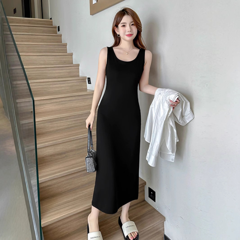 2025 New Black Strap Skirt Spring and Summer High-end Vacant Skirt Slimming Slim-fit Waist Strap dress Long Skirt 2025 New Black Strap Skirt Spring and Summer High-end Vacant Skirt Slimming Slim-fit Waist Strap dress Long Skirt