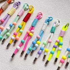 新しい手織りストラップマカロン DIY 人形バッグペンダントキーホルダーキャンディーカラーロープ携帯電話ロープ