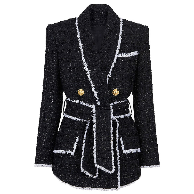 23192 In-Stock New High-End Women's Tweed Waist-Cinching Slimming Foreign Trade Women's Suit Shorts Set