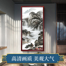 44-673新中式山水画兰亭序客厅装饰画办公室茶室风景挂画复古壁画