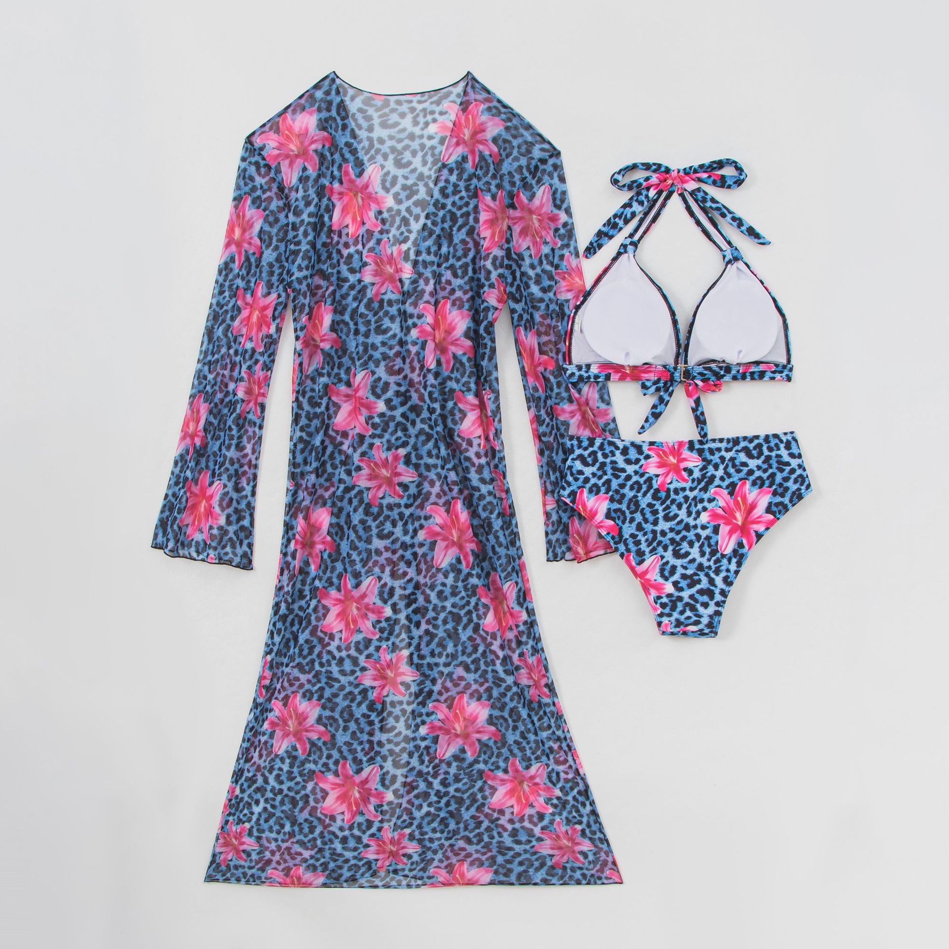 Women's Clothing Women's Sexy Fashion Three Piece Swimsuit Set European American Style Multicolor Printed Bikini_ecoleips.com