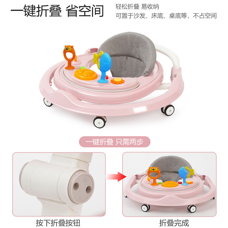 Baby Walker anti-o-pierna multifuncional resistente a la caída anti-Flip niña niño bebé ayuda para caminar carro portátil en forma de U