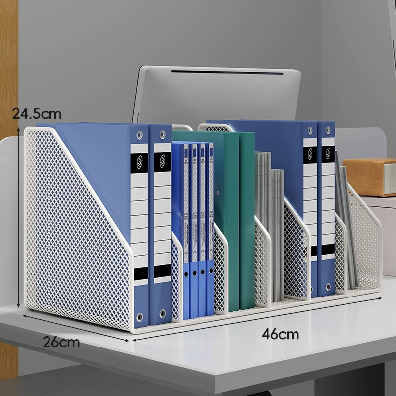 Metal Document Organizer Rack, Mesh File Storage Box, 2–6 Compartments, Black/White Options