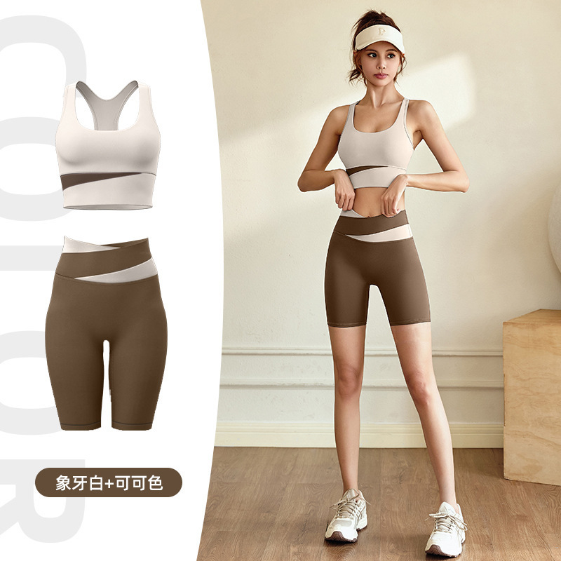 Lulu上着スポーツ下着ランニングフィットネス半袖防振ベストTラインヨガパンツヨガ服セットレディース|undefined