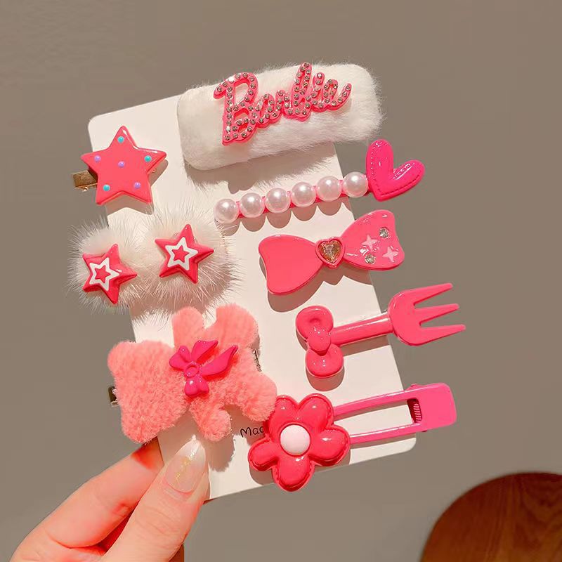 Nueva pinza de pelo de felpa rosa 2023, flequillo de niña, horquilla de pelo roto lateral, pinza de niña linda, horquilla de amor