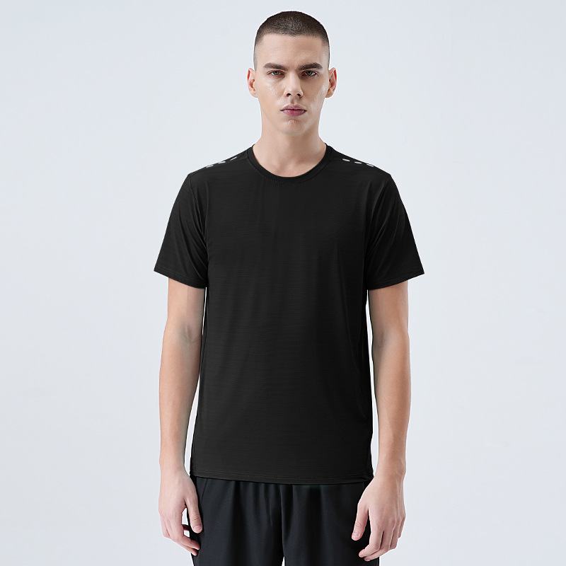 Camiseta de Manga Corta de Secado Rápido de Seda de Hielo para Hombre, Top Deportivo Delgado, Ropa de Entrenamiento Elástica para Exteriores