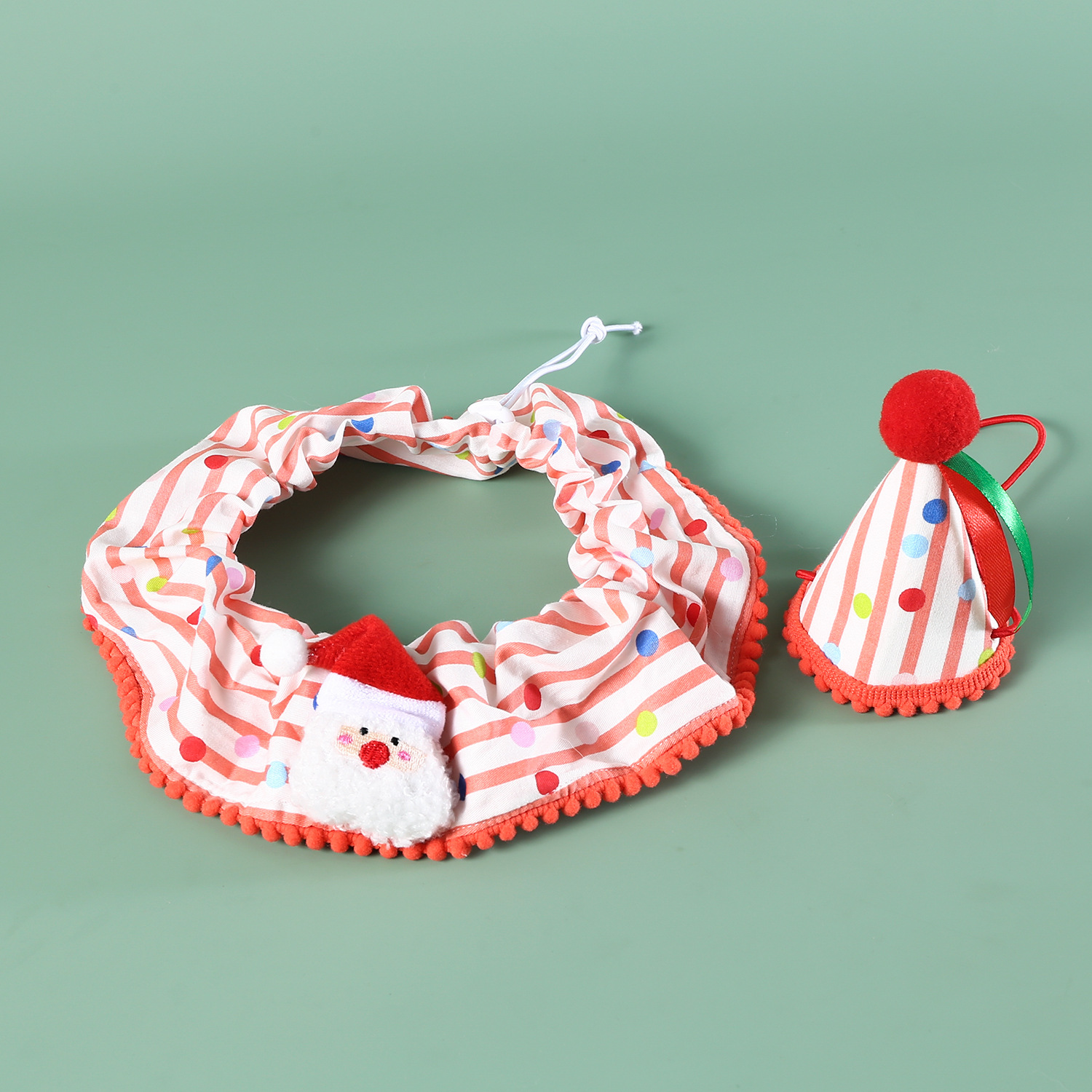 Comercio exterior ondulado punto rayado bibita de Navidad mascota encaje conjunto de árbol de Navidad viejos collar de fotografía sombrero gato perro